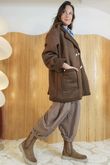 Aviator Oversized Shearling Jacket Chocolate /15=